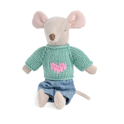 Mint Green Sweater with heart for Maileg Mouse